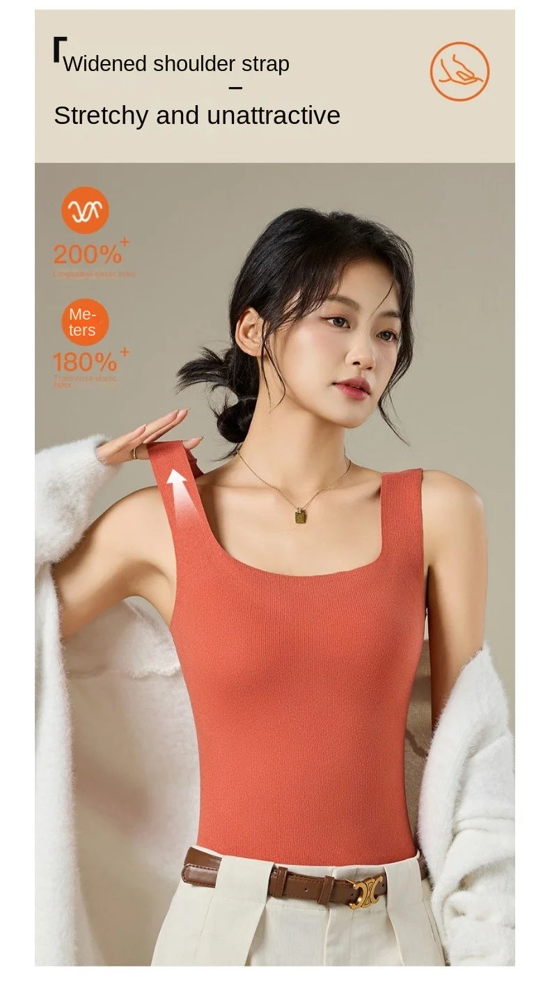 M-2XL For 40-75kg German Velvet Thermal Tank Top Women With Chest Pad Autumn and Winter Thickened Seamless Underwear