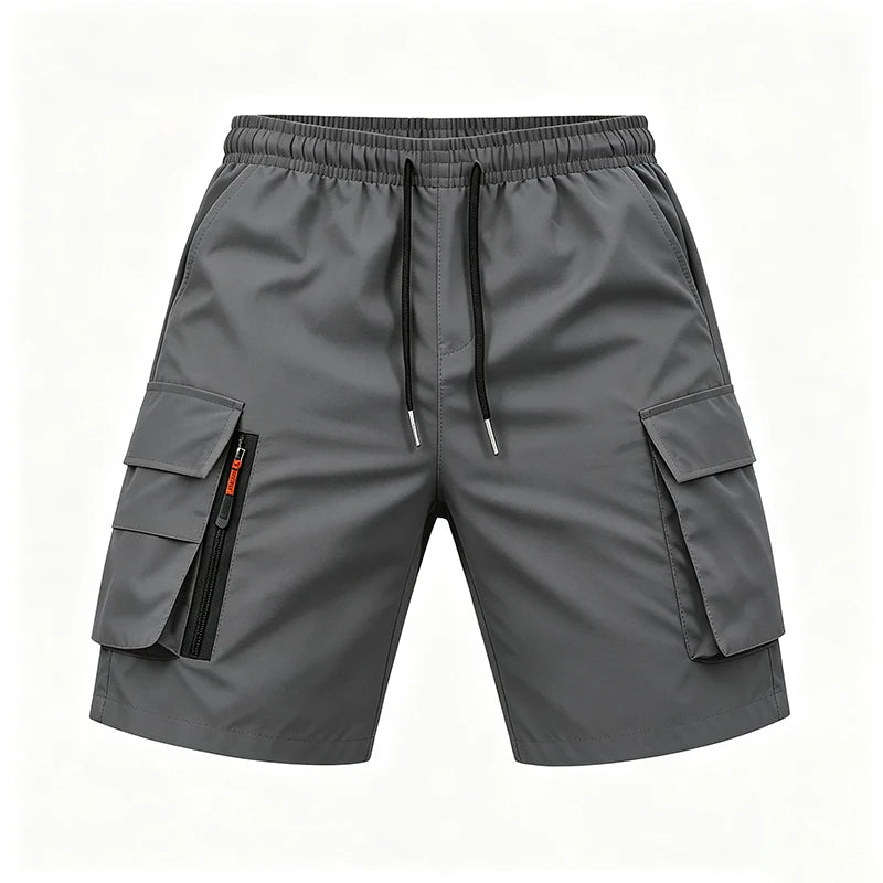 2026 New Men Multi Pocket Cargo Shorts Loose Fit Street Daily Travel Outdoor Summer Drawstring Waist Casual Walking Short Pants