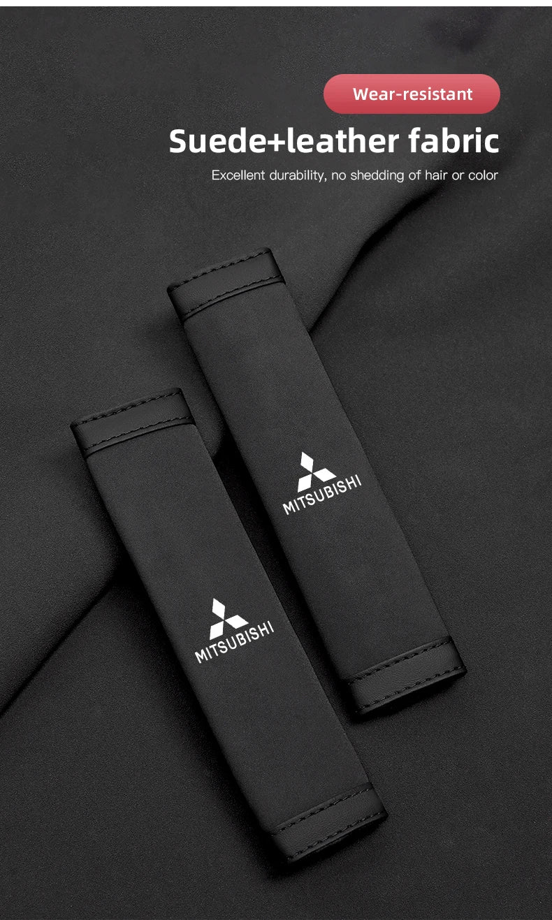 2Pcs Car Seat Belt Cover Shoulder Protector Auto Accessories For Mitsubishi Eclipse Lancer Outlander Pajero Ralliart Star Mirage