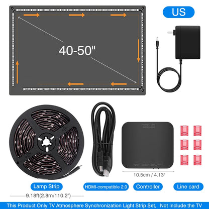 TV Ambient Backlight For 40-85Inch Color Real-Time Sync LED Light Strip For 4K HDMI-Compatible 2.0 Device Sync Box Light Kit