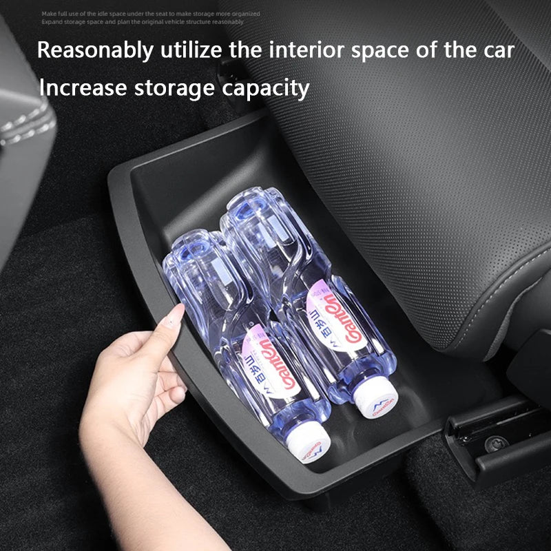 Under Seat Storage Box For Tesla Model YL 2025-2026 TPE Front Under Seat Organizer Trash Can Car Interior Accessories