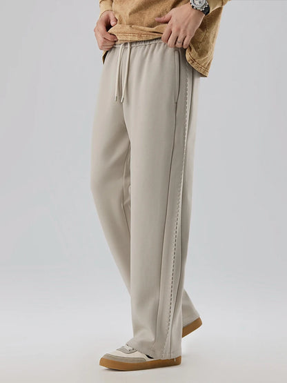 2025 Autumn New Heavy Cotton Sweatpants Men High Quality Air Layer Fabric Loose fit Straight Sport Pants Draped Knitting Trouser