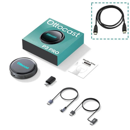 OTTOCAST P3 Pro Android Car Box Smart Car System for Car with AI Voice Assistant Cloud SIM 4G Dual Screen Fast Wireless Connecti