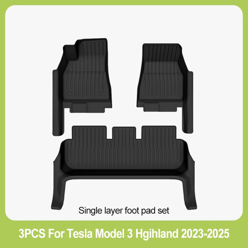 For New Tesla Model 3 Highland Car Floor Mats All-inclusive Threshold Style Foot Pads TPE Cargo Liner Seat Backrest Protective