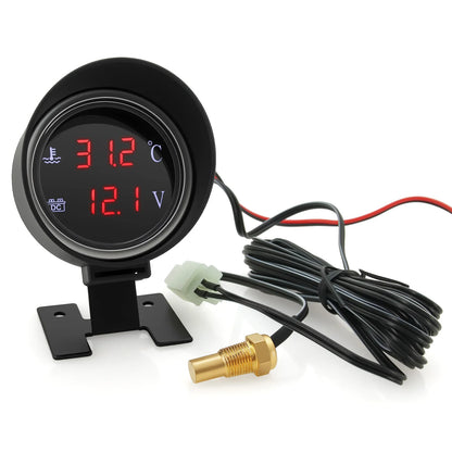 2 IN 1 Water Temperature Gauge Digital Led Voltmeter Water Temp Joint Pipe Sensor Car Truck Motorcycle Car Temperature Sensor