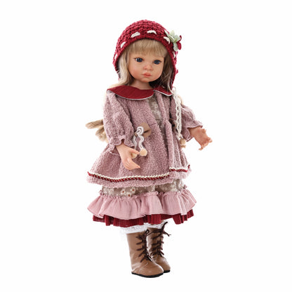 Cloveray 18inch Movable Joint Vinyl Fashion Doll Vintage Knit Hat Girl Collectible Birthday Christmas Gift Toy
