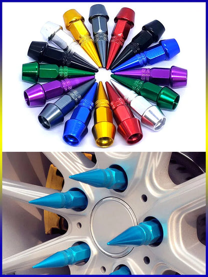 4pcs 45mm 60mm Universal Car Tire Valve Stem Cap Wheel Rim Stem Spike Shaped Dust-proof Air Metal Cap Cover for Motorcycle