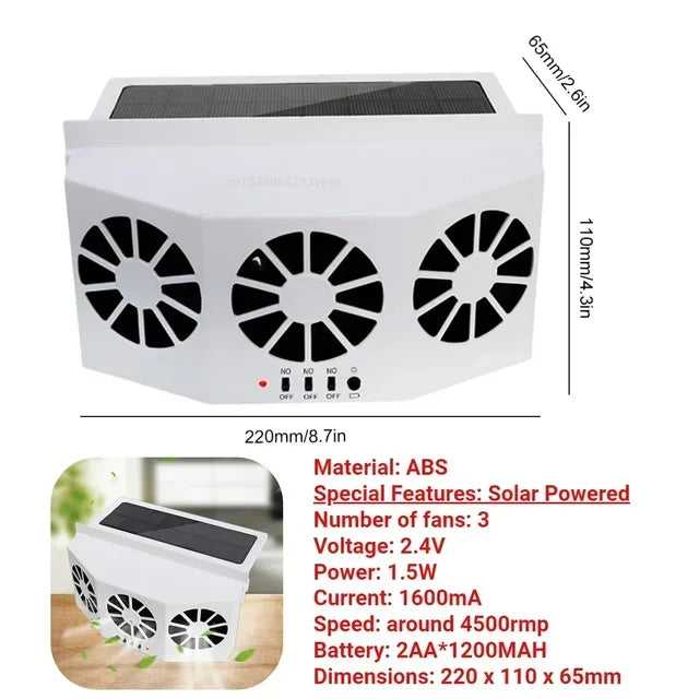 Car Exhaust Fan USB Rechargeable/solar Air Circulation Cooling Heat Dissipation High Wind Power 2/3 Head Ventilation Fan Amagi