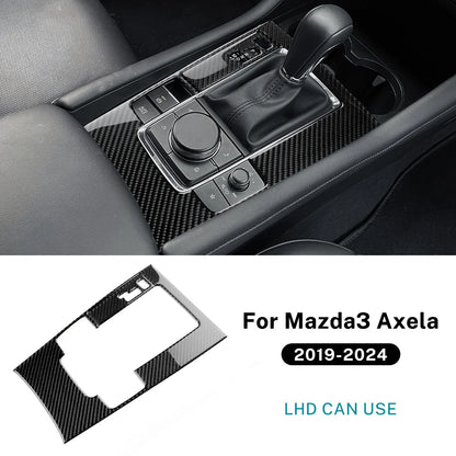 For Mazda 3 Axela BP 2019 2020 2021 2022 2023 2024 2025 Real Soft Carbon Fiber Sticker Automatic AT Car Gear Shift Panel Trim
