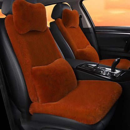 2/3/4pcs Super Soft Fluffy Rabbit Faux Fur Car Seat Cover Winter Plush Warm Thick Home Car Seat Cushion Pad Neck/Waist Pillow