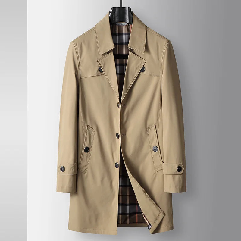 2026 Men Luxury Business Casual Coat Trench Coat Spring Autumn Long British Light