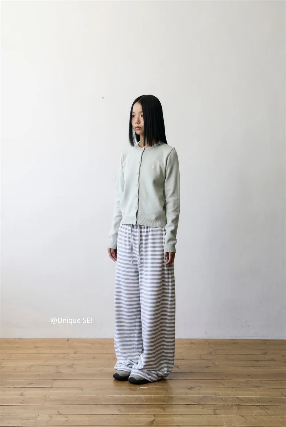 Unique Street Style Korean Lazy Star Embroidery Striped Sweatpants Casual Sporty Long Trousers for Women Straight Leg Pants