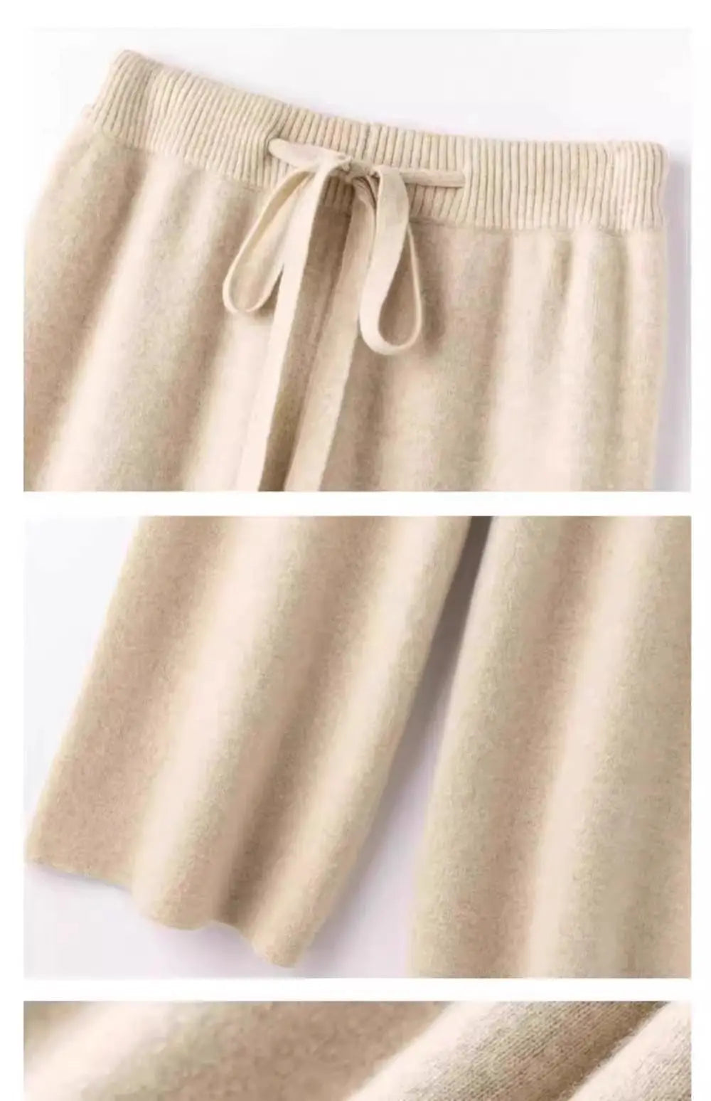 High Waist Wool Knitted Wide Leg Pants Women's Outerwear Autumn Winter Thickened Floor-Length Straight Cut Casual Trousers