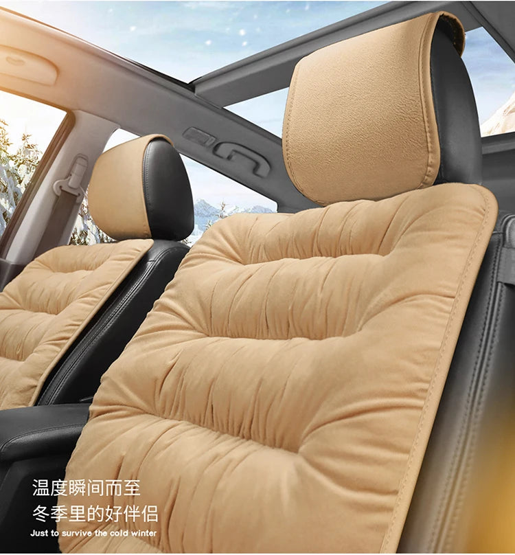 Plush Down Car Seat Cushion Winter Plush Single Seat Thickened Plush Winter Warm and Cold proof Five Seat Non shedding Hair