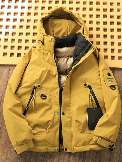 Paul 2026 Men's Thickened down Cotton Jacket Hooded Warm Workwear Ultra-Thick Outerwear Fashionable Urban Style Polyester Fiber