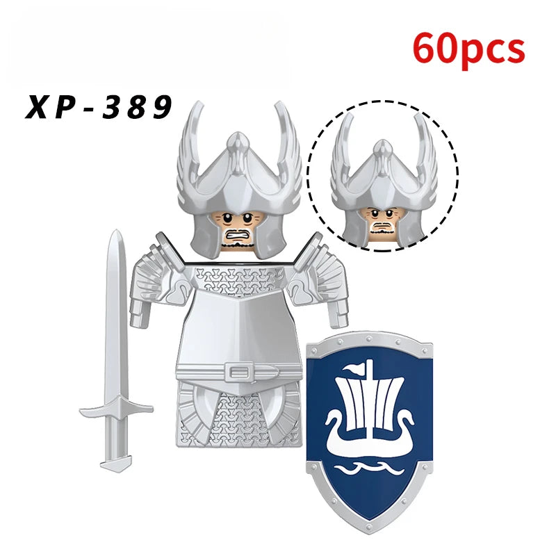 KT1051 Gondor Medieval Knight Building Blocks Figures Lancer Archer Soldier Minifigures With Helmet DIY Bricks Toys For Gift