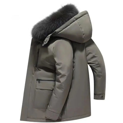 Luxury High Quality Men's Mid-Length Down Jacket Parka Winter Coat Thicken Warm  White Duck Down Plus Size Down Jacket Men Trend