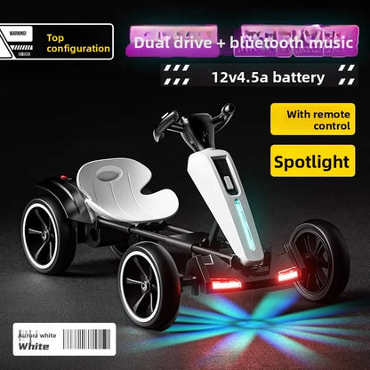 N‌ew Foldable Portable Kids Electric Go-Kart with 390 Motor Cool LED Lights No Assembly Outdoor Off-Road Toy Car for Boys/Girls