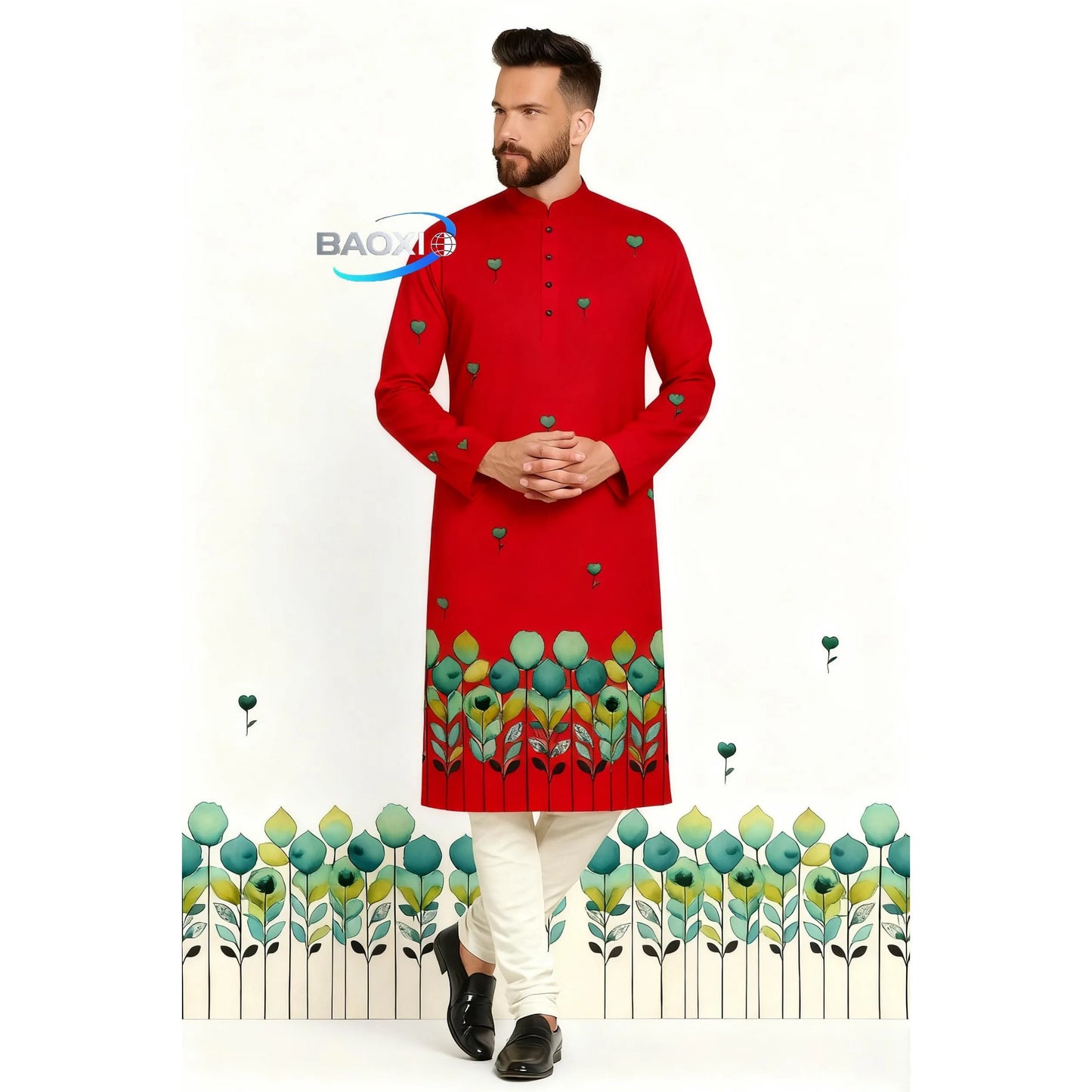 Stand Collar Muslim Men Clothes Folk Kaftan Musulman Kurta Indian Islamic Clothing Ropa Musulman Hombre Camisa Arabe Hombre