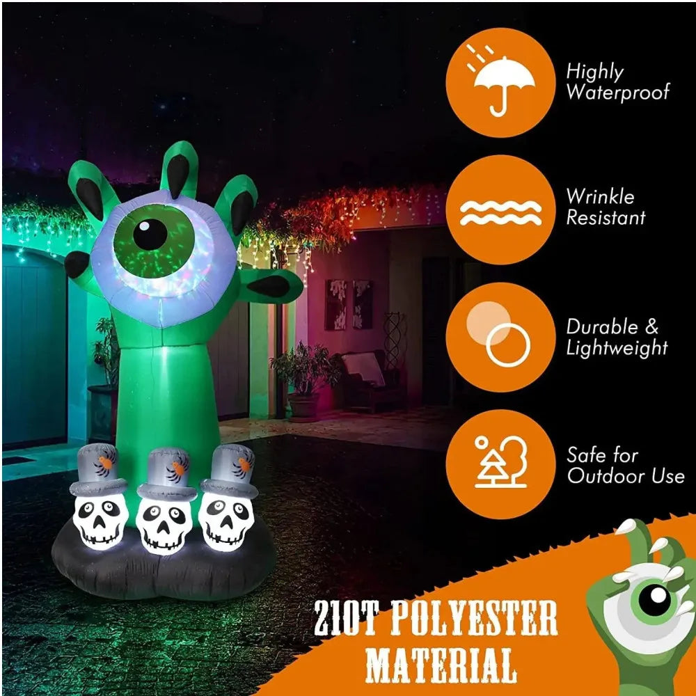 5/8FT Inflatable Halloween Decor Tombstone Ghost Pumpkin Skull Decoration Outdoor Horror House Yard Garden Props Halloween Party