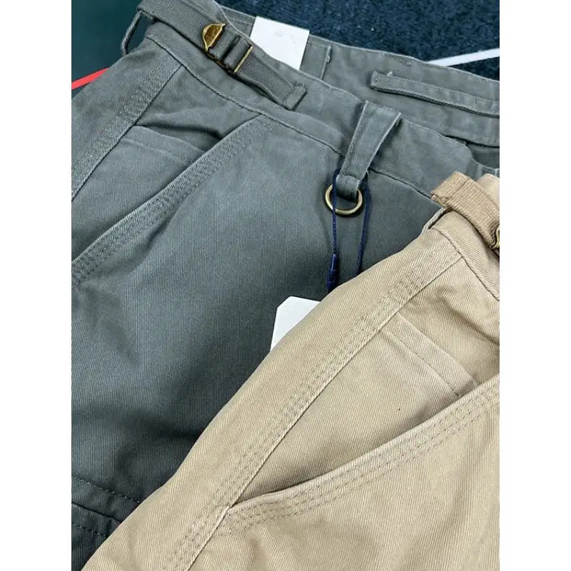 American Retro Workwear Shorts Men Summer New Street Tough Guy Trendy Brand Loose Multiple Pockets Five-Quarter Pants Mid-Term