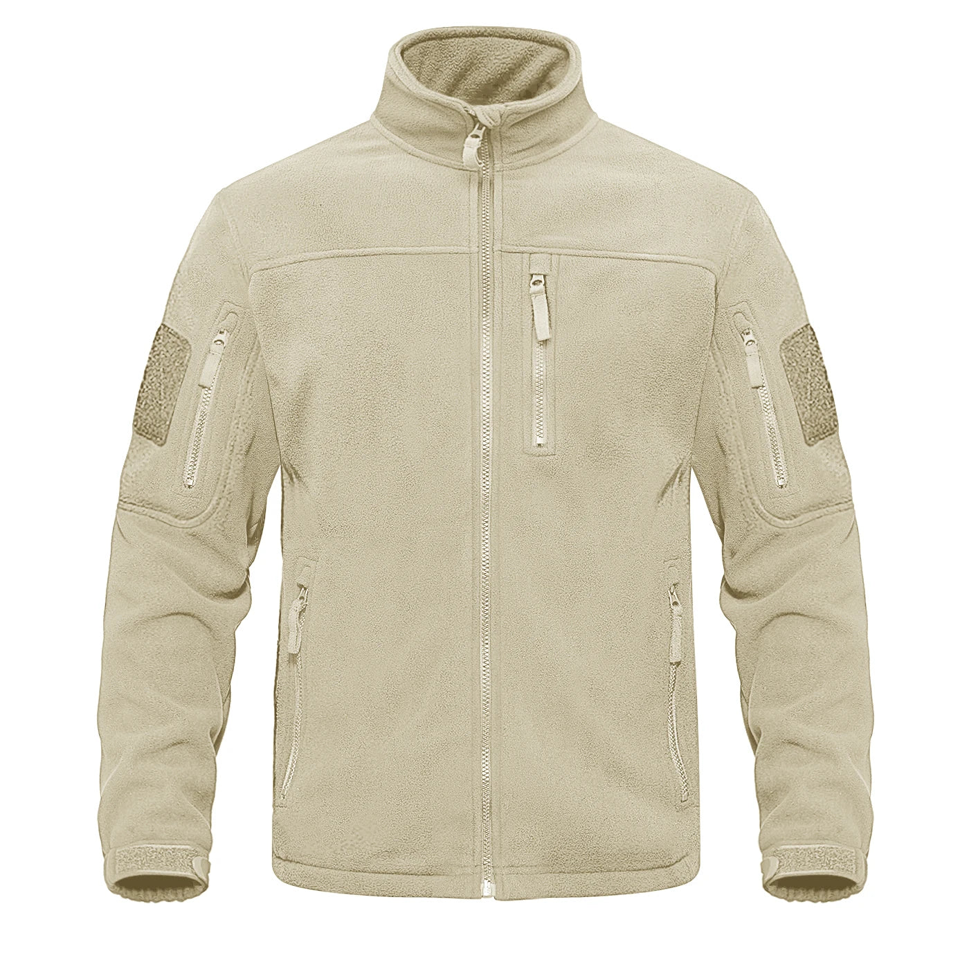 TACVASEN Full Zip Up Green Fleece Jacket Thermal Warm Work Coats Mens Zipper Pockets Jacket Hiking Training Outwear Windbreaker