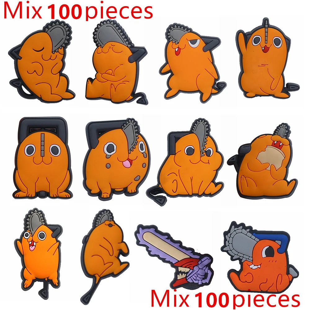 12-100pcs Japan Anime Shoe Charms Cartoon Shoes Accessories Decorations Clog Sandal Wristband Buckle for Kids Party X-mas Gifts
