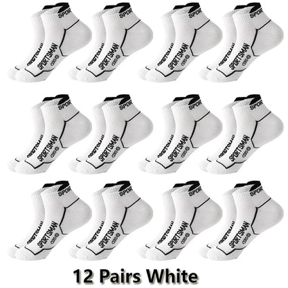12 Pairs Summer Socks Men's Ankle Running Sports Socks Mesh Breathable Sweat Absorbent and Odor Fitness Low Cut Short Socks Thin