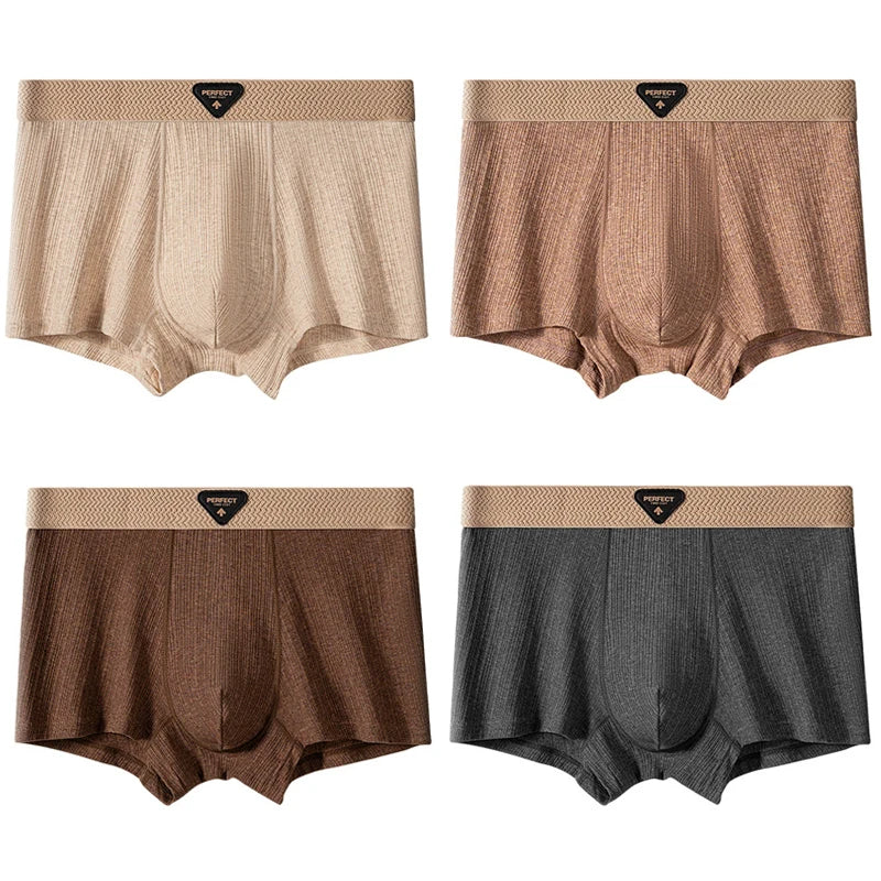4pcs Pure Cotton Mens Boxer Panties Males Soft Underwears Large Size Summer Comfortable Underpants  Shorts Mans Breathable Brief