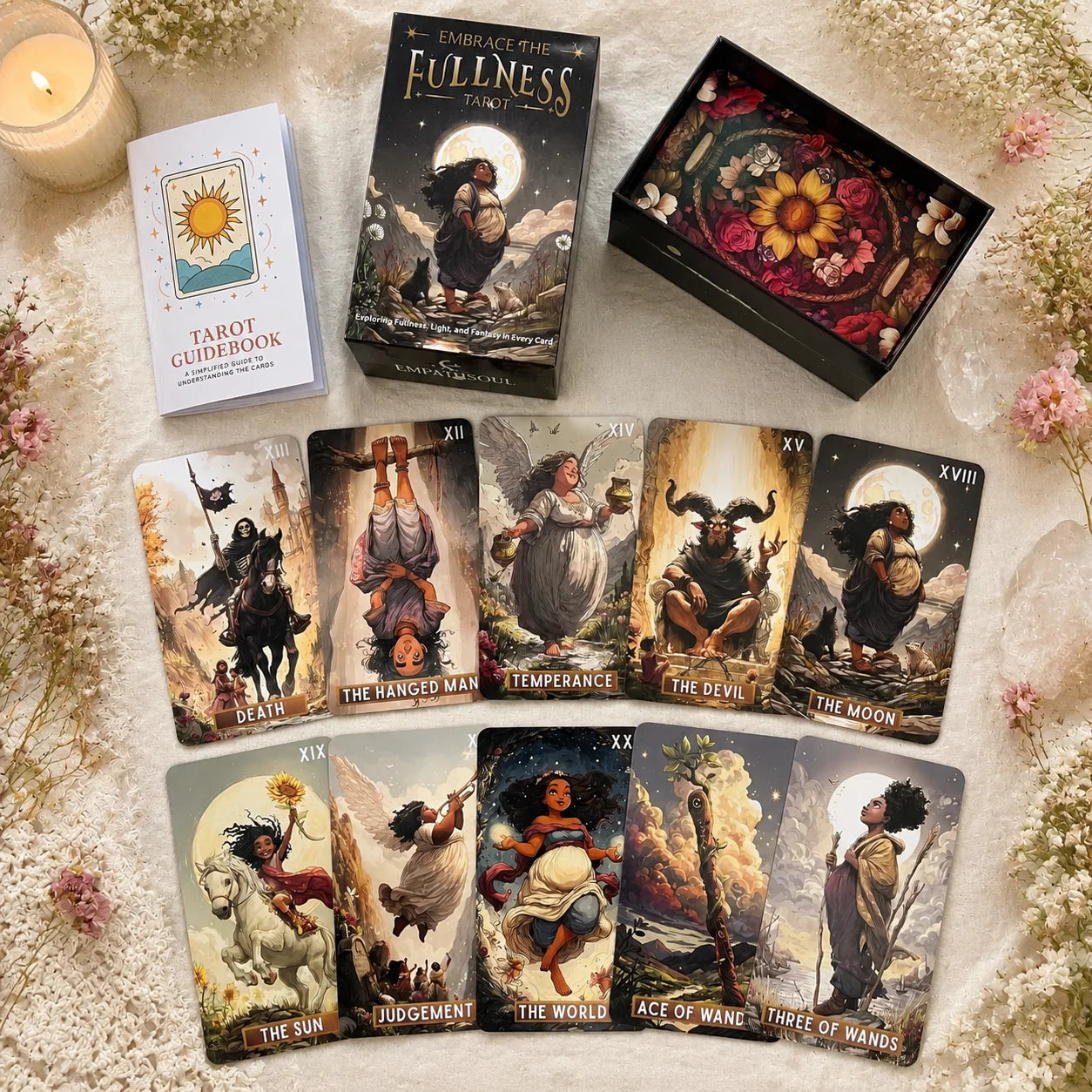 78 Tarot Cards Set, 13x8 Cm, Embrace The Fullness Tarot Explore Richness, Light, Fantasy, Includes Paper Manual, Perfect for Car