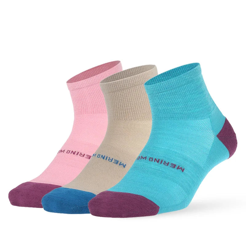 ZEALWOOD Merino Wool Running Socks Men Women No Show/Ankle/Crew Anti-blister Cushion Athletic Socks Ultra-Light Tennis 1/3 Pairs