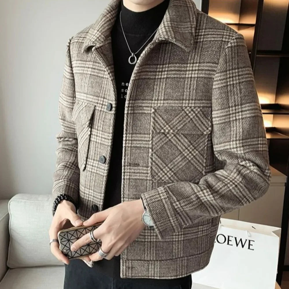 Male Coats Slim Fit High Quality Men's Wool & Blends Jackets Vintage Joker Harajuku Casual Luxury Designer Cheap Clothes Offer