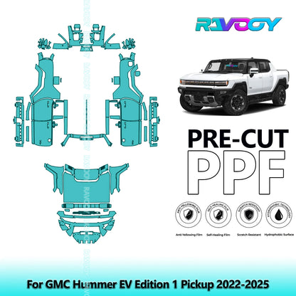 Car Precut PPF Paint Protection Film Full Vehicle For GMC Hummer EV Edition 1 Pickup 2022-2026 8.5mil Clear Bra Self-Healing TPU