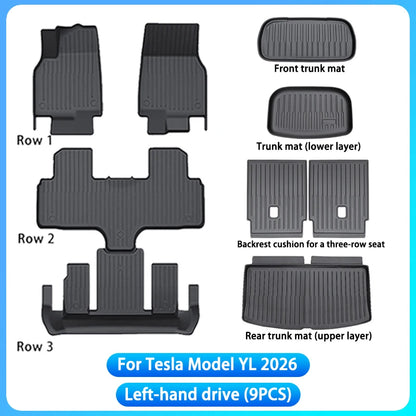 For Tesla New Model YL Launch 2026+ Car Floor Mats Cargo Liner Trunk Mats Backrest Kick Pads Protection Car Interior Accessories