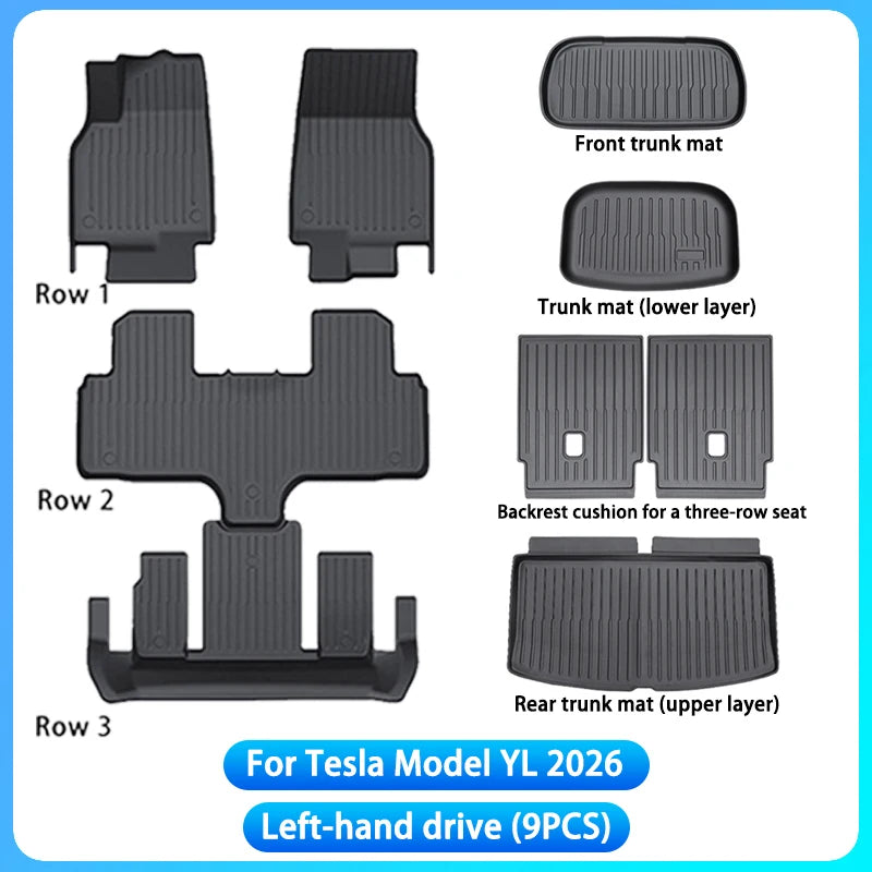 For New Tesla Model YL Launch 2026+ TPE Floor Mat & Cargo Liner All Weather Trunk Mats Floor Liner Seat Backrest Mats Floor Mat