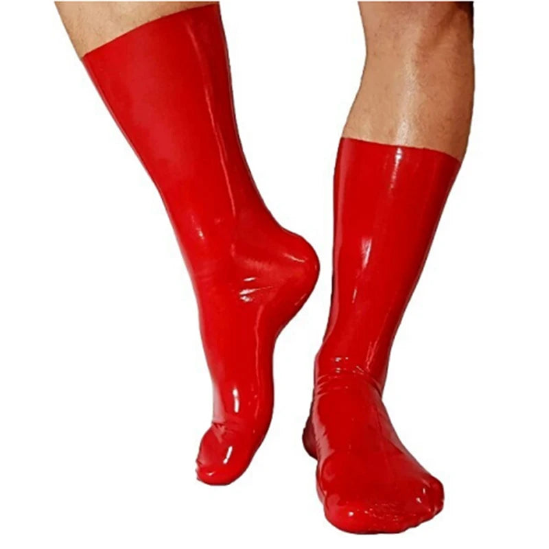 Latex 2D Socks Sexy Knee Hosiery Plain Cosplay Seamless Without Glue one piece Stocking  0.6mm Extra Thickness