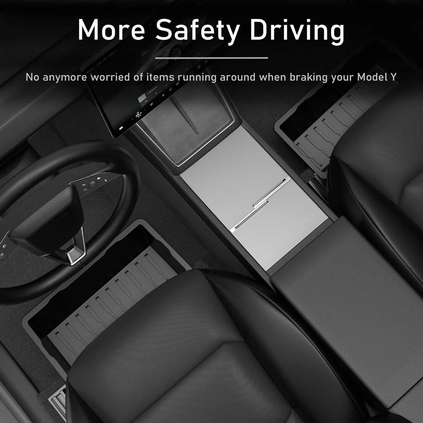 Under Seat Storage Box for Tesla Model Y Juniper Launch 2025 Centrol Console Organizer Travel Accessories Front Rear Seat Tray
