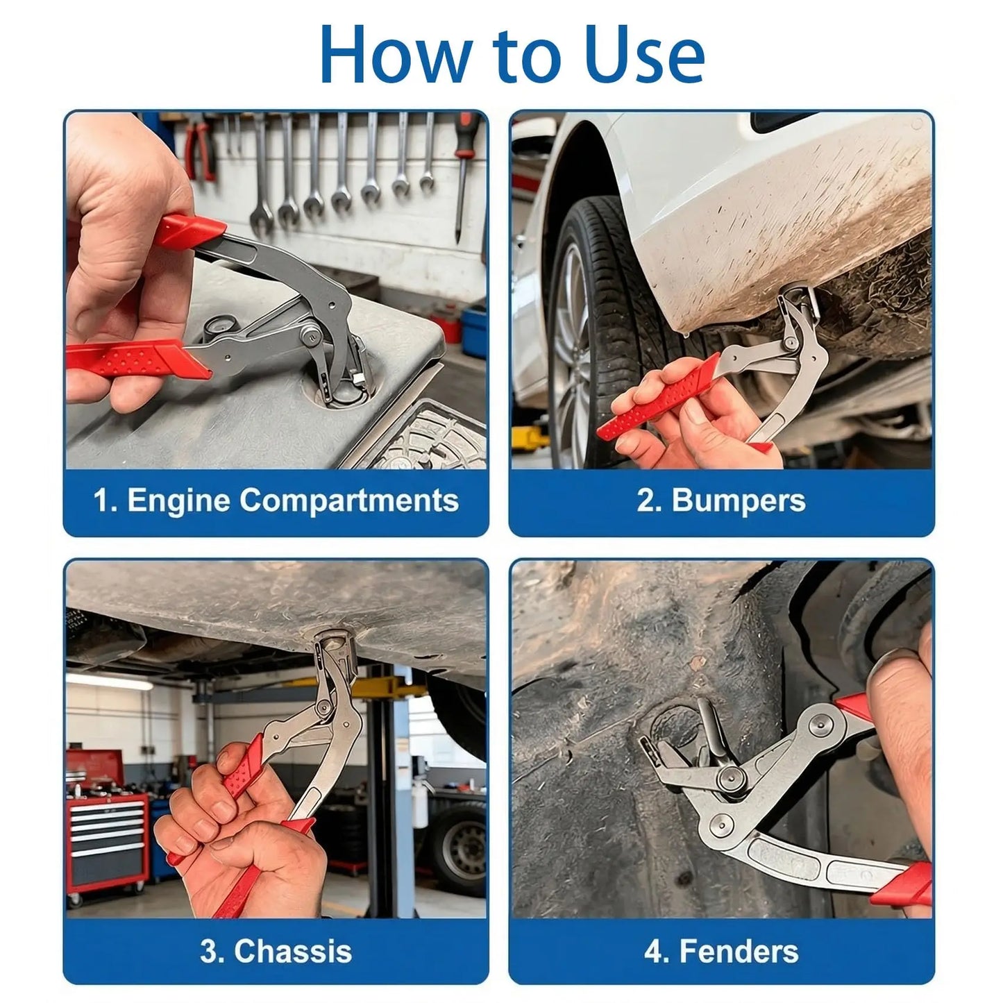 Rafford Upgraded Automotive Clip Pliers — Automotive Fastener Removal Tool, Suitable for Door Panels, TrimClips, RivetsSnap ring