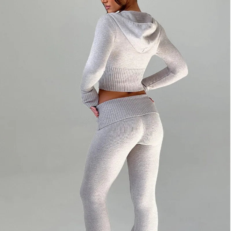 Spring New Women's Clothing Slim-fit Short Hooded Top Casual Pants Fashion Suit Women's Two-piece Set