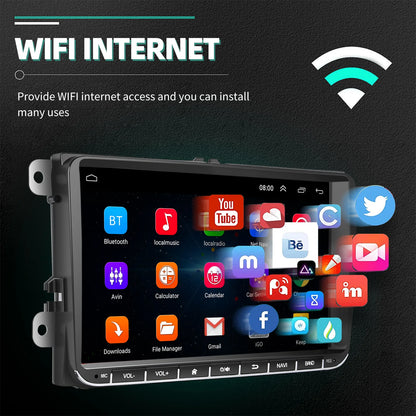 9" Android 15 4+64Gb for Vw Golf Mk5 Mk6 Passat Polo Touran Tiguan Caddy Car Stereo Radio Wifi Carplay Gps Navi Fm Bt+Dvr&Ahd