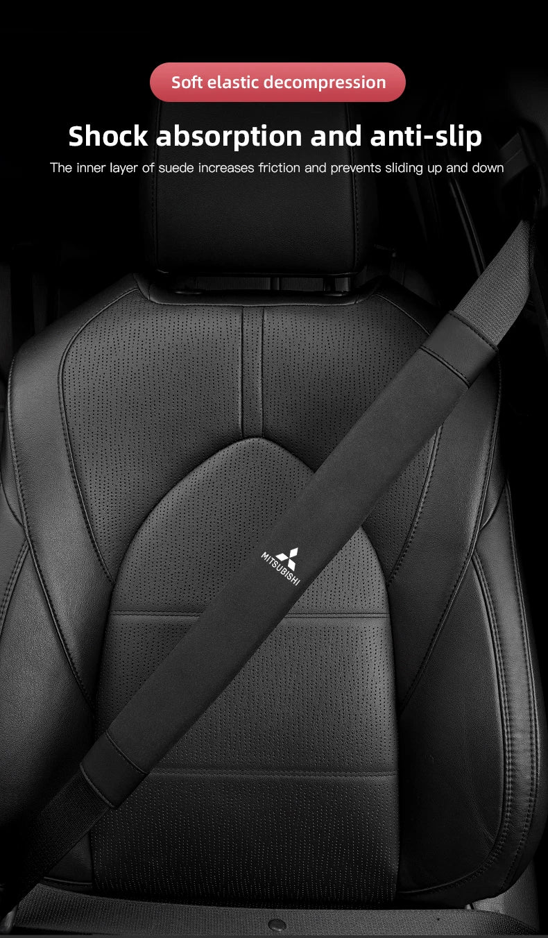 2Pcs Car Seat Belt Cover Shoulder Protector Auto Accessories For Mitsubishi Eclipse Lancer Outlander Pajero Ralliart Star Mirage