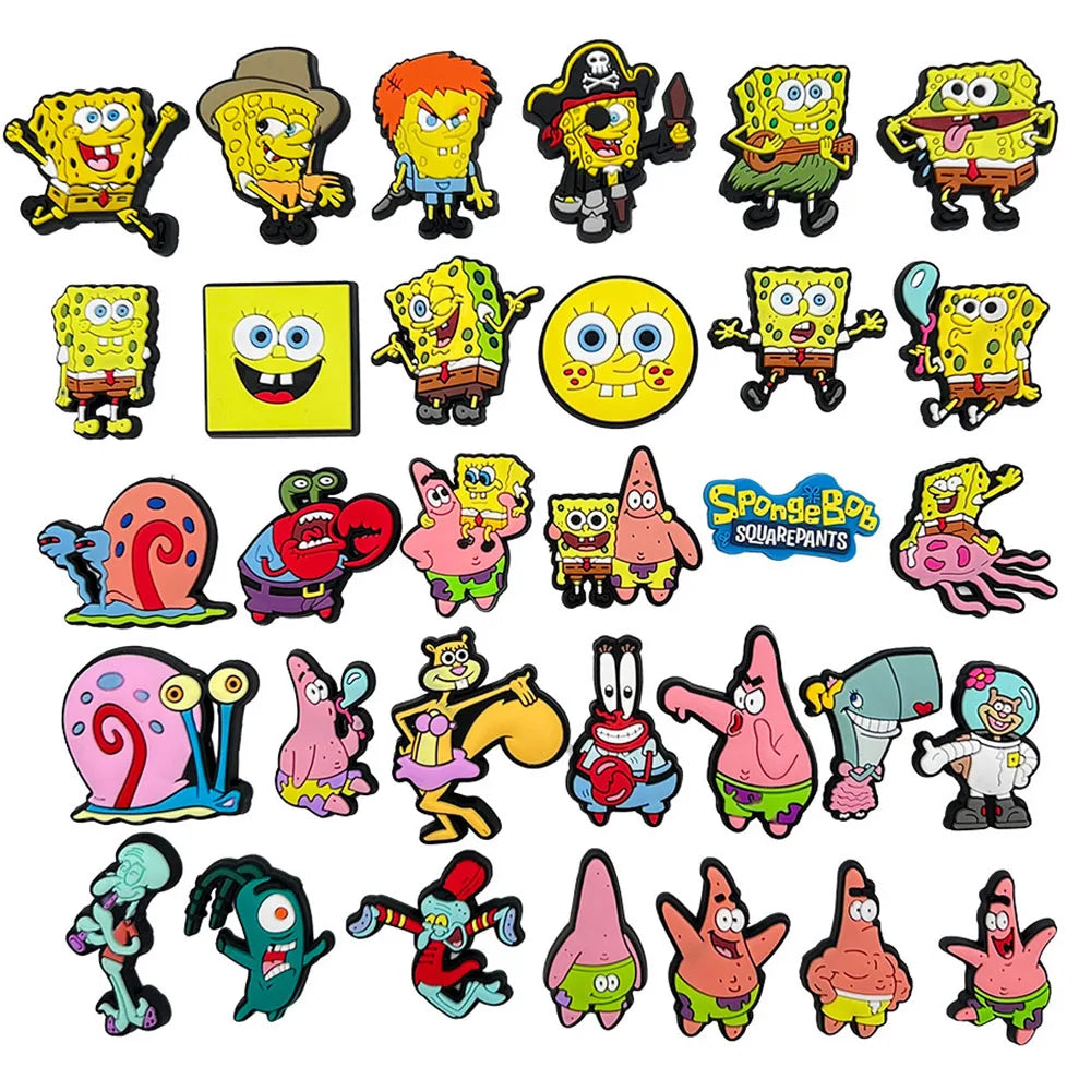 Hot Sales Potdemiel Cartoon Cute Sponge Series PVC Shoe Charms Accessories DIY Creativity Shoe Decorations Buckle Gifts