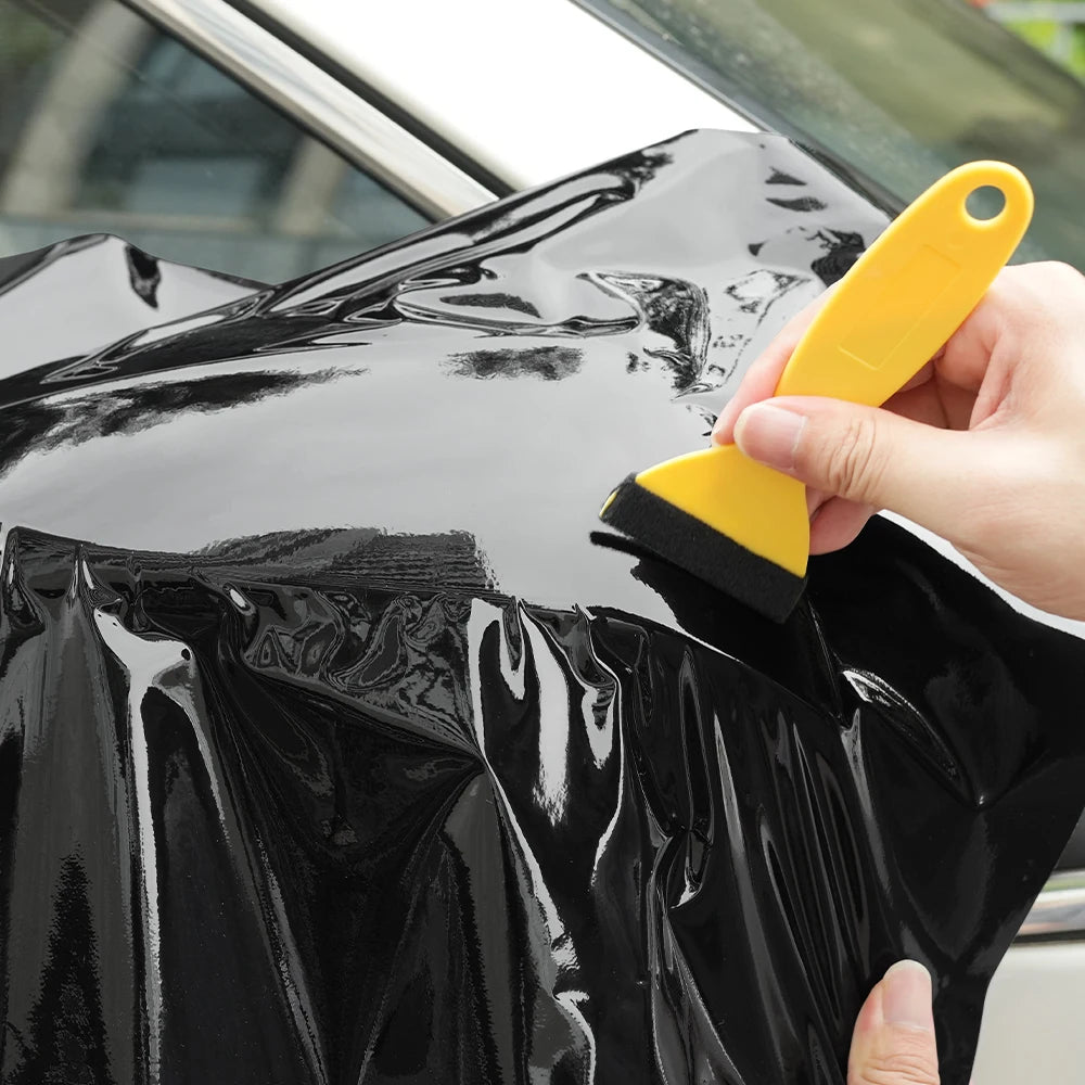 Glossy Black Vinyl Wrap Film Car Wrapping Decal Roll Bubble Free Air Release Vehicle Motocycle Sticker DIY Adhesive Accessories