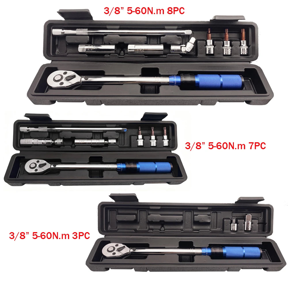 3/8" 5-60N.m Square Drive ±3% High Precision Torque Wrench 1pc 3pcs 7pcs 8pcs Set Bicycle Motorcycle Automotive IDY Hand Tools