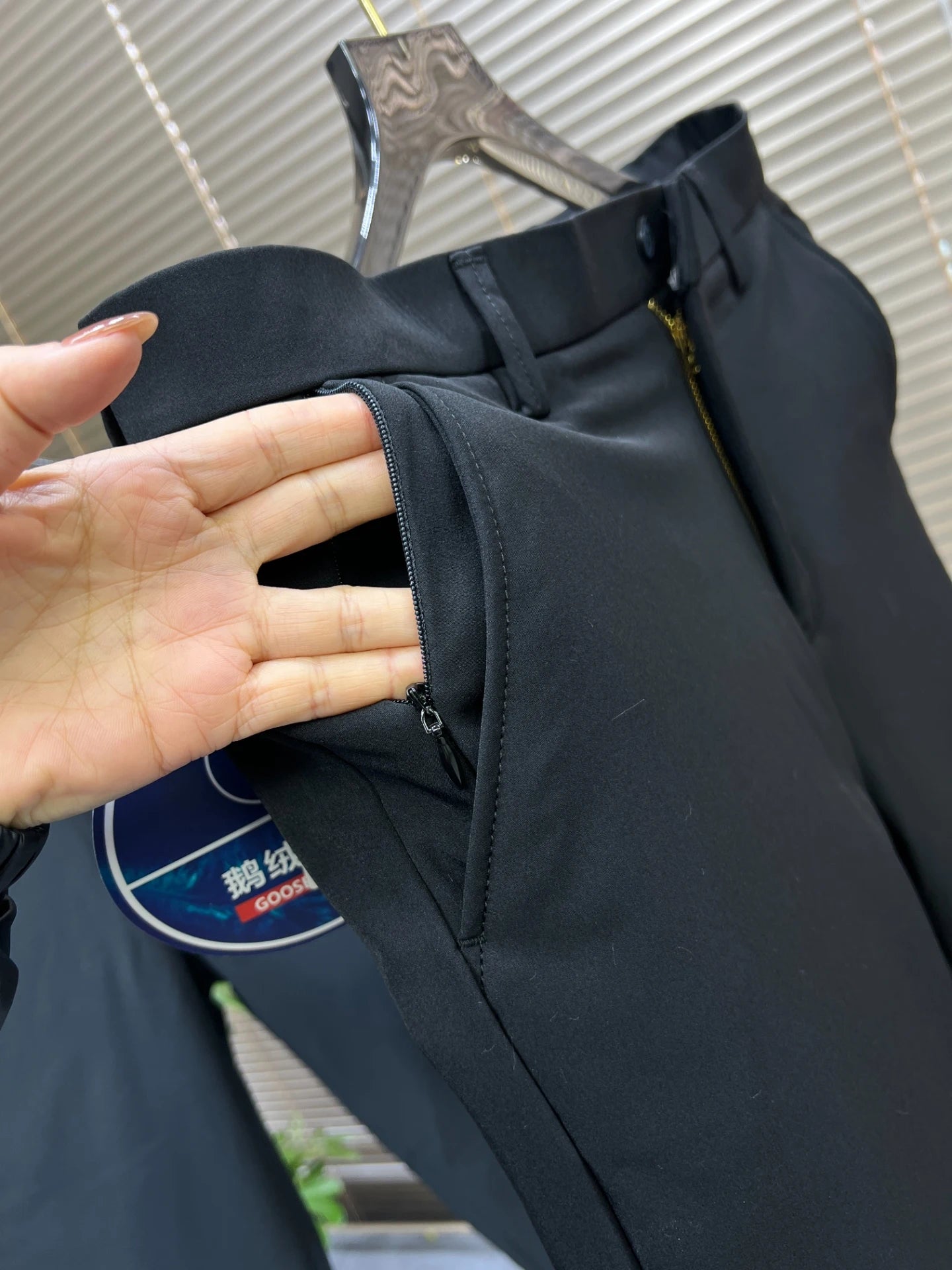 Men's Winter Commuter Casual Goose down Pants Straight Leg Fashionable Urban Style Warmth Business Casual Pure Color