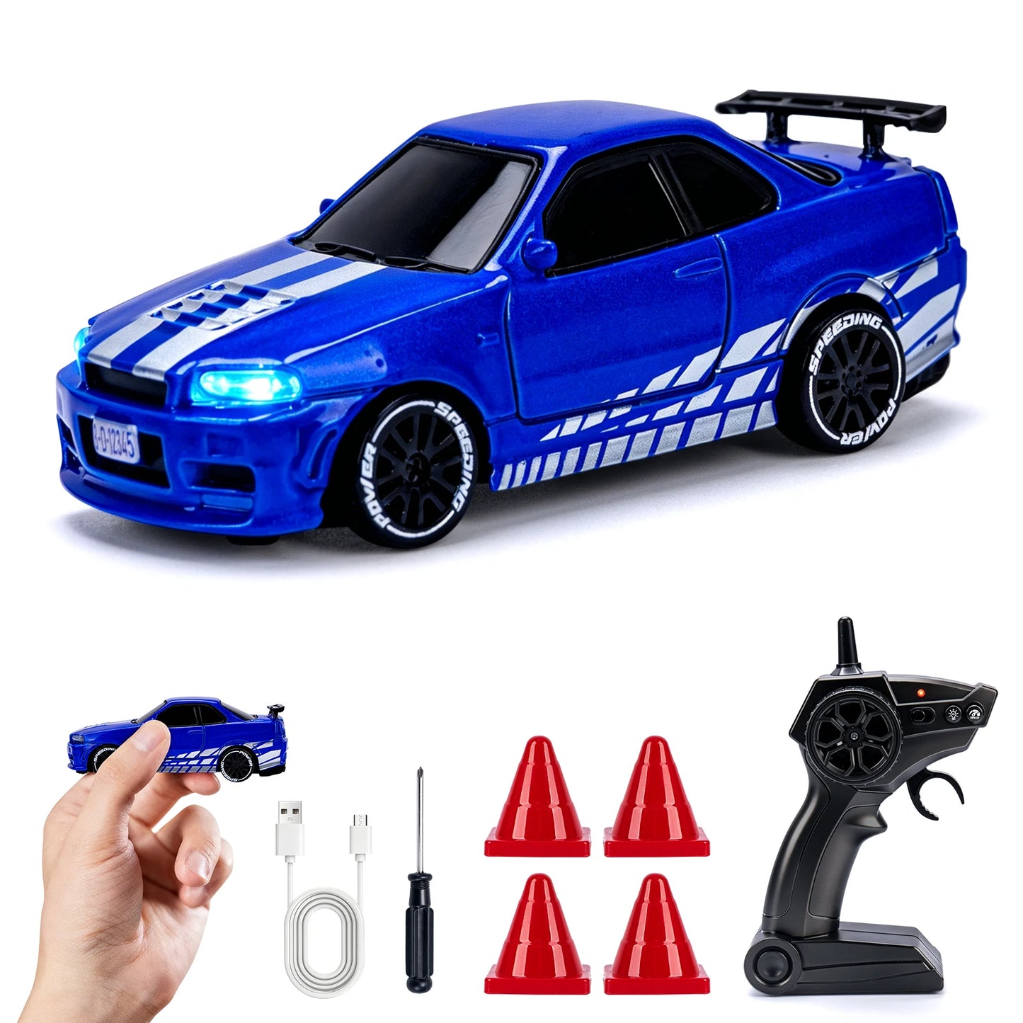 1/64 High Speed Drift RC Car with Light 2.4G 4WD Remote Control Car Mini Racing Model Cars Desktop Full Proportion Cars Gifts