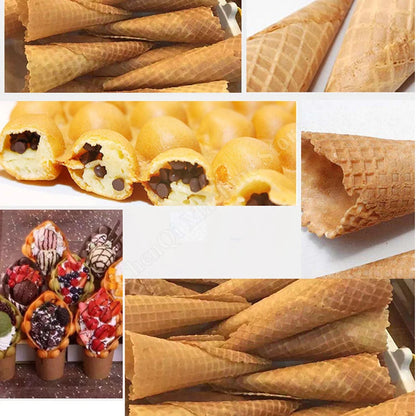 Crispy Ice Cream Cone Maker Commercial Ice Cream Waffle Cone Machine Wafer Biscuit Machine Automatic Egg Roll Making Machine