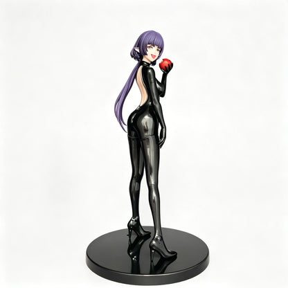 24cm Anime Girl Figure Purple Hair Elf Black Bodysuit PVC Statue Collectible Model Doll Desk Ornament Gift