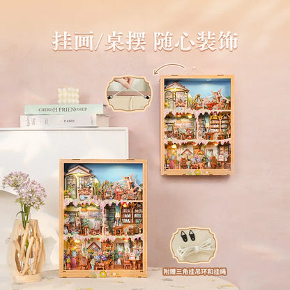 Tonecheer Blossom Time Travel Collector  Wooden Puzzle Building Blocks Diorama Model Kit 3D Wooden Surprise Dollhouse Decoration
