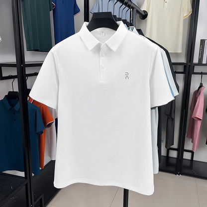 New Men's Short Sleeved Printed Polo Shirt Summer Luxury Brand Fashion Business Cool Anti Wrinkle Lapel T-shirt Top Men's Wear